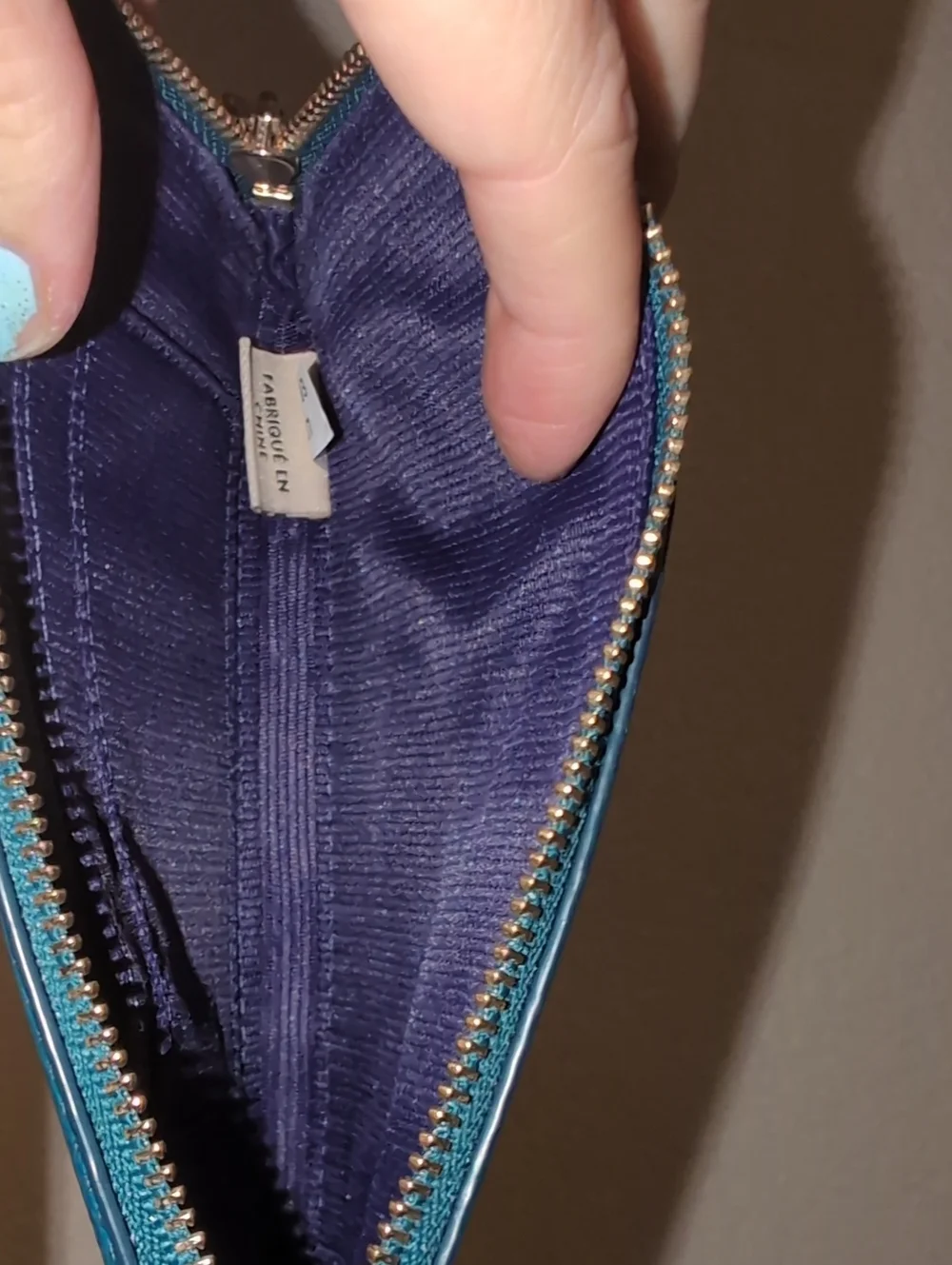 Rare Collectable Coach Teal Leather Zip Xl Hangtag Wristlet Card Case.